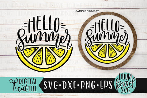 Hello Summer Lemon Half Round Frame - Summer SVG SVG Lilium Pixel SVG 