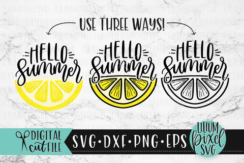 Hello Summer Lemon Half Round Frame - Summer SVG SVG Lilium Pixel SVG 