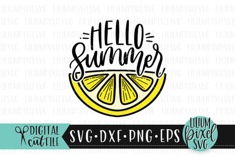 Hello Summer Lemon Half Round Frame - Summer SVG SVG Lilium Pixel SVG 