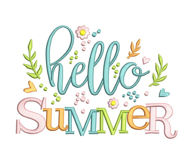 Hello Summer Machine Embroidery Design, 3 sizes Embroidery/Applique DESIGNS Nino Nadaraia 