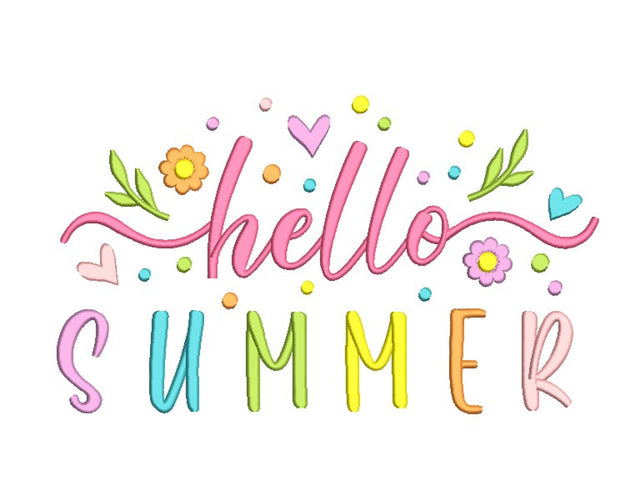 Hello Summer Machine Embroidery Design, 4 sizes, Instant Download Embroidery/Applique DESIGNS Nino Nadaraia 