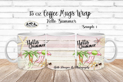 Hello Summer Mug Wrap Sublimation Belle Designs & Photography 