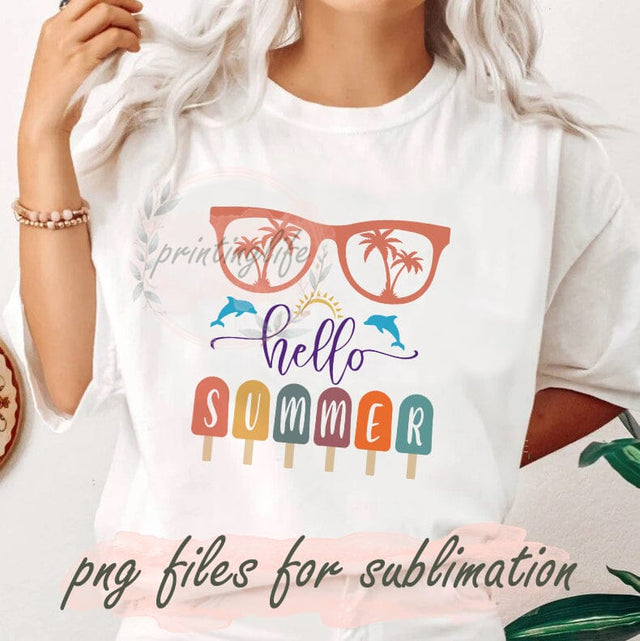 Hello Summer Png, Ice Summer Png, Summer Vibes, Boho Sublimation, Hot Mom Summer Png, Retro Summer Png, Beach Sublimation, Vacation Png, File For Shirt Sublimation PrintingLife 