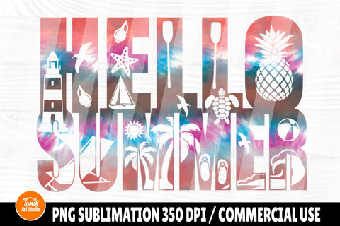 Hello Summer PNG Sublimation, Summer Shirt, Beach Life Design SVG TonisArtStudio 