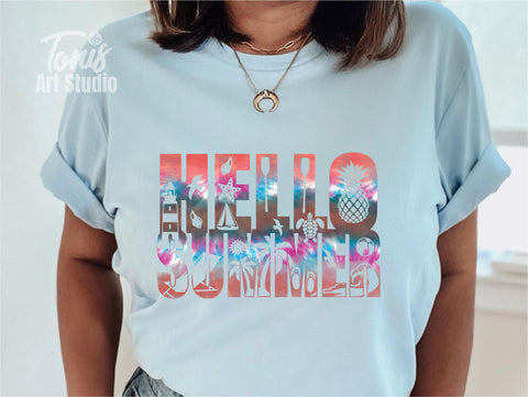 Hello Summer PNG Sublimation, Summer Shirt, Beach Life Design SVG TonisArtStudio 