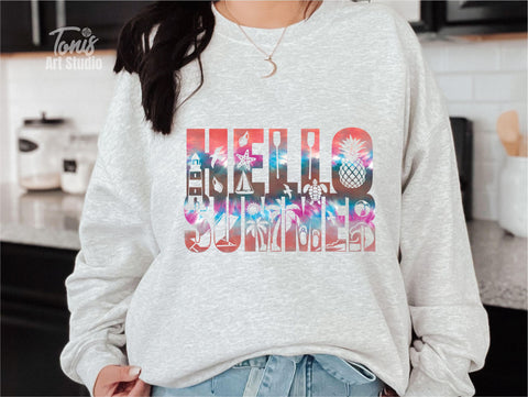 Hello Summer PNG Sublimation, Summer Shirt, Beach Life Design SVG TonisArtStudio 