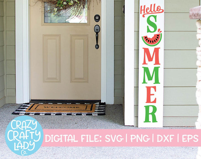 Hello Summer | Porch Sign SVG Cut File SVG Crazy Crafty Lady Co. 