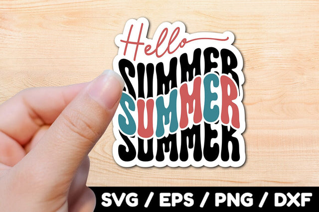 Hello summer Retro stickers SVG akazaddesign 