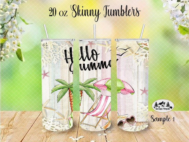 Hello Summer Skinny Tumbler Wrap Sublimation Belle Designs & Photography 