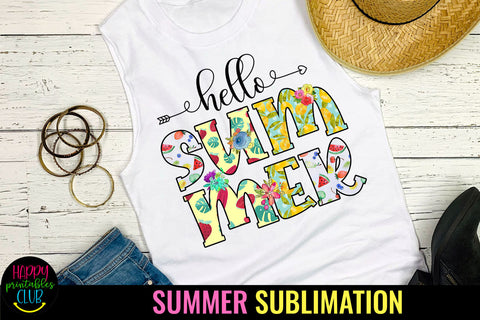 Hello Summer Sublimation Design Sublimation Happy Printables Club 