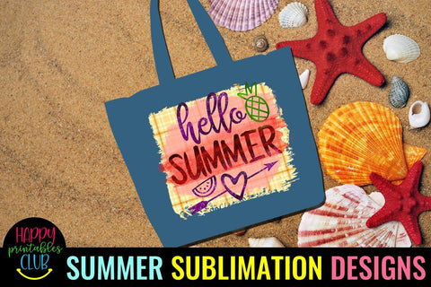 Hello Summer Sublimation Design- Summer Sublimation PNG Sublimation Happy Printables Club 