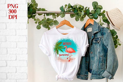 Hello summer sublimation | Flamingo sublimation design Sublimation Svetana Studio 