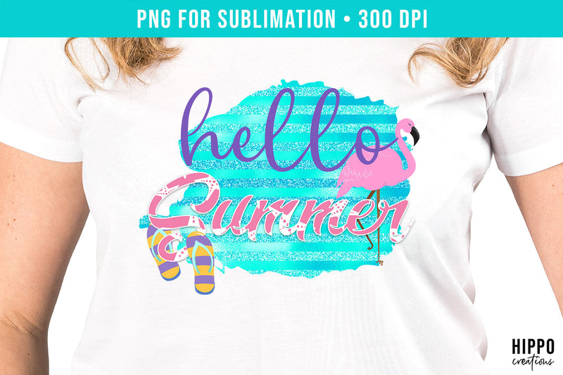 Hello Summer Sublimation PNG Sublimation Hippo Creations 