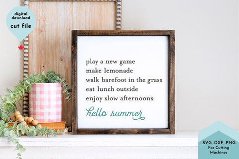 Hello Summer - Summer Sign SVG Cut File SVG Lettershapes 