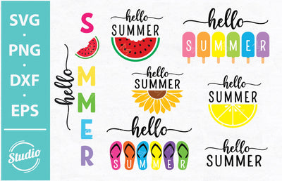 Hello Summer Svg bundle, Hello Summer Svg, Hello Summer Popsicle svg, Png, Eps, Dxf SVG SailorMoonDigitals 