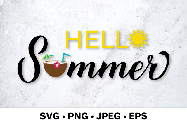 Hello summer SVG. Coconut cocktail. Tropical design SVG LaBelezoka 