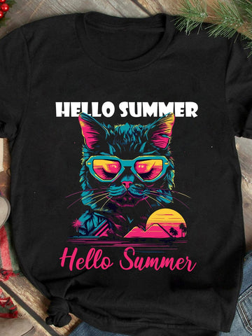 Hello Summer SVG Cut File, Hello Summer SVG Design, Best Cat Ever Sublimation Design, Cat Clipart Design, Cat Graphic T-Shirt Design,Cat SVG Cut File, Cat SVG Bundle, Cat Retro SVG SVG BlackCatsMedia 