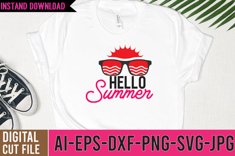 Hello Summer SVG Cut File, Summer Beach SVG Design SVG BlackCatsMedia 