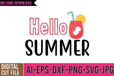 Hello Summer SVG Cut File , Summer SVG Design , Summer Beach , Funny Beach SVG Design SVG BlackCatsMedia 