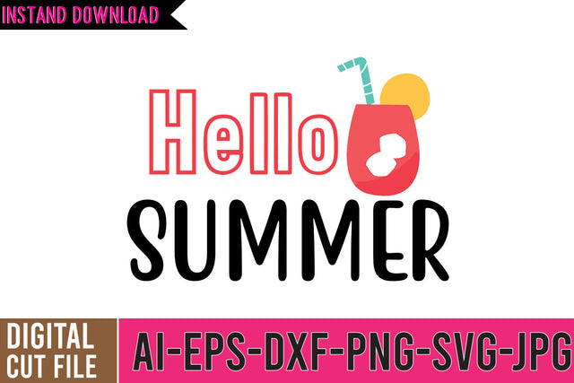 Hello Summer SVG Cut File , Summer SVG Design , Summer Beach , Funny Beach SVG Design SVG BlackCatsMedia 