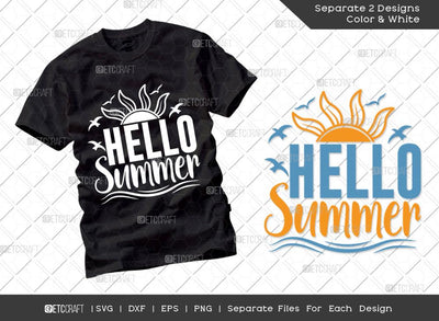 Hello Summer SVG Cut File | Summer Svg | Sun Svg | Summer Time Svg | Holiday Svg | Vacation Quotes | Summer T-shirt Design SVG ETC Craft 