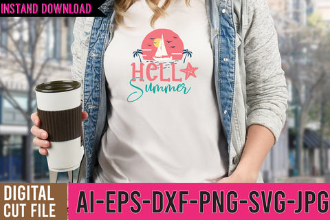 Hello Summer SVG Cut File,Hello Summer SVG Design,Summer SVG Bundle SVG BlackCatsMedia 