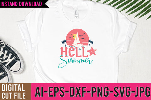 Hello Summer SVG Cut File,Hello Summer SVG Design,Summer SVG Bundle SVG BlackCatsMedia 