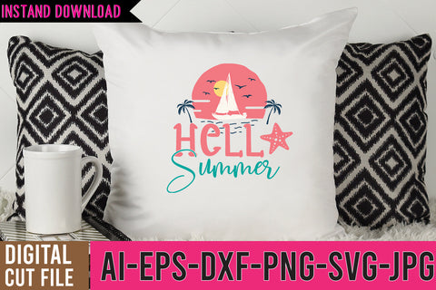 Hello Summer SVG Cut File,Hello Summer SVG Design,Summer SVG Bundle SVG BlackCatsMedia 