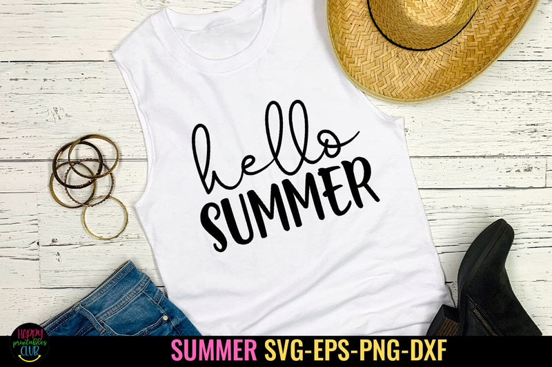 Hello Summer SVG I Beach SVG I Summer SVG I Beach Cut File SVG Happy Printables Club 
