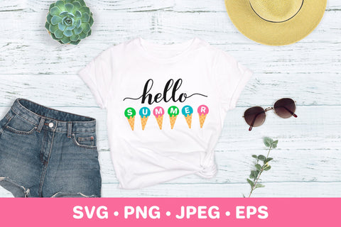 Hello summer SVG. Ice cream cone SVG. Funny summer sign SVG LaBelezoka 