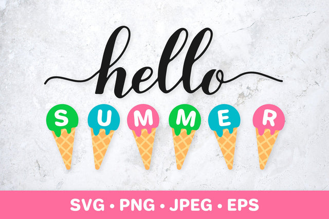 Hello summer SVG. Ice cream cone SVG. Funny summer sign SVG LaBelezoka 