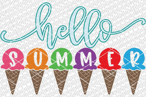 Hello Summer SVG | Ice Cream Cones SVG | Summer Sign | DXF and More SVG Diva Watts Designs 