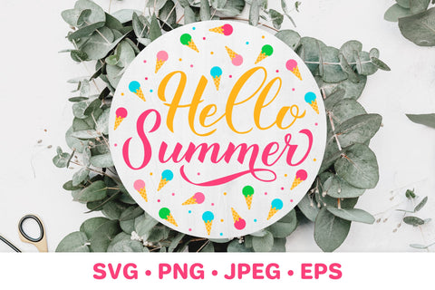 Hello summer SVG. Ice cream SVG. Round sign SVG LaBelezoka 