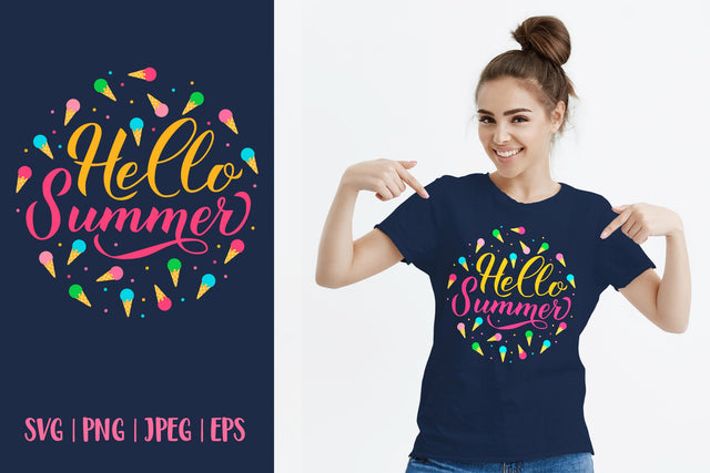 Hello summer SVG. Ice cream SVG. Round sign SVG LaBelezoka 