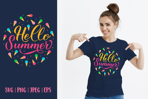 Hello summer SVG. Ice cream SVG. Round sign SVG LaBelezoka 