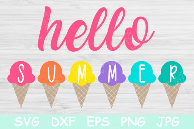 Hello Summer Svg, Ice Cream Svg, Summer Quote Svg Files for Cricut, Summer Png, Dxf, and Eps. Hello Summer Sign Svg with Ice Cream Cone Svg. SVG TiffsCraftyCreations 