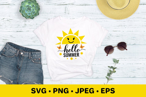 Hello summer SVG. Smiling sun. Round door sign SVG LaBelezoka 