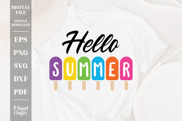 Hello Summer SVG, Summer Quote svg, Heart Svg, Hand Lettered, Handdrawn, Svg SVG Fauz 