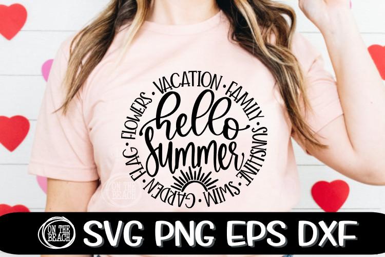 HELLO SUMMER SVG - Summer - Words - Circle - SVG PNG EPS DXF SVG On the Beach Boutique 