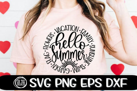 HELLO SUMMER SVG - Summer - Words - Circle - SVG PNG EPS DXF SVG On the Beach Boutique 