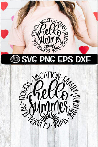HELLO SUMMER SVG - Summer - Words - Circle - SVG PNG EPS DXF SVG On the Beach Boutique 