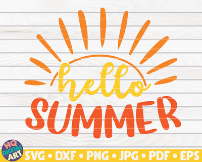 Hello Summer SVG | Summertime quote SVG HQDigitalArt 