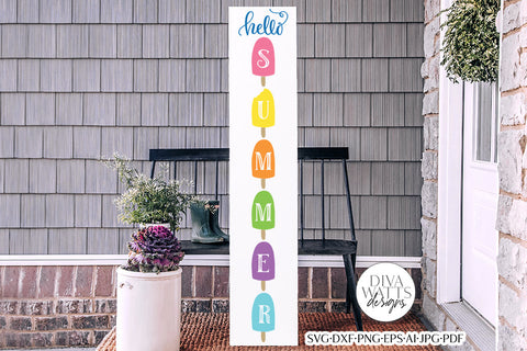 Hello Summer SVG | Vertical Porch Ice Cream Pop Design SVG Diva Watts Designs 