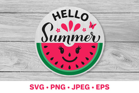 Hello summer SVG. Watermelon SVG. Round door sign SVG LaBelezoka 