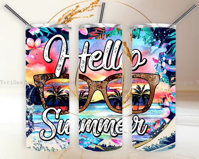Hello Summer Tumbler Sublimation Designs Sublimation ToriDesigns 