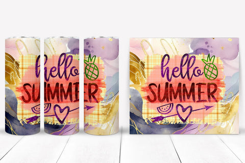 Hello Summer- Tumbler Sublimation I 20 Oz Summer Tumbler PNG Sublimation Happy Printables Club 