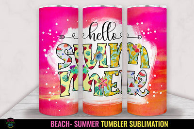 Hello Summer Tumbler Sublimation I 20 Oz Summer Tumbler Sublimation Happy Printables Club 