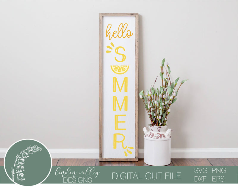 Hello Summer Verical Porch Sign|Summer Vertical Porch Sign|Summer SVG SVG Linden Valley Designs 