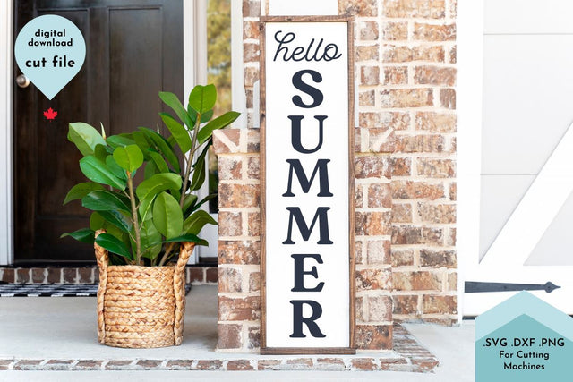 Hello Summer Vertical Porch Sign SVG Cut File SVG Lettershapes 