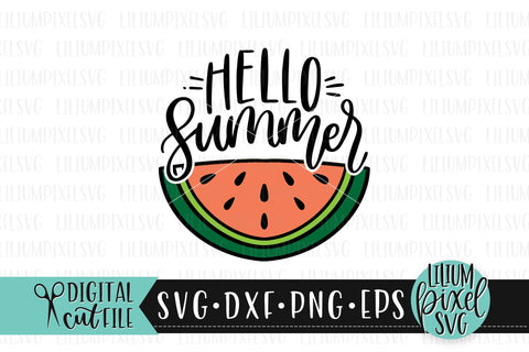 Hello Summer Watermelon Half Round Frame - Summer SVG SVG Lilium Pixel SVG 